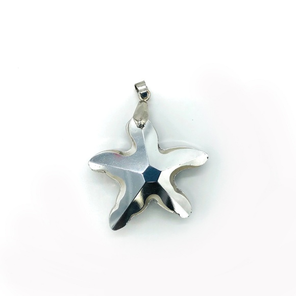 Starfish Necklace Pendant Smokey Grey Facet Cut - Picture 4 of 5